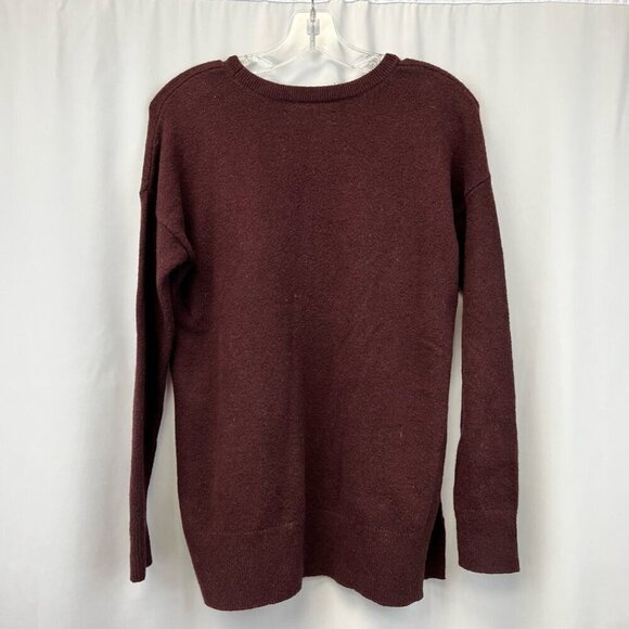Loft Womens Ann Taylor Pullover Sweater Wine Long Sleeve Crew Neck Tight Knit S - Picture 5 of 10